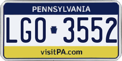 PA license plate LGO3552
