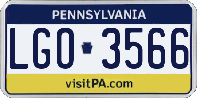 PA license plate LGO3566