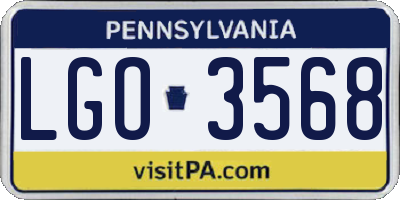 PA license plate LGO3568