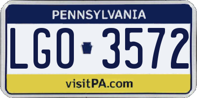 PA license plate LGO3572