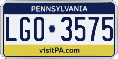 PA license plate LGO3575