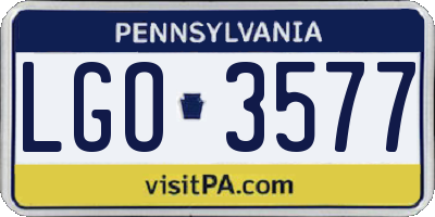 PA license plate LGO3577