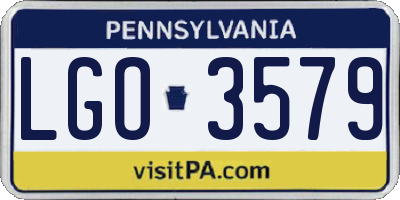 PA license plate LGO3579