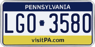 PA license plate LGO3580