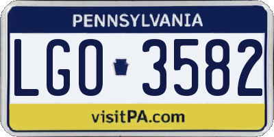PA license plate LGO3582