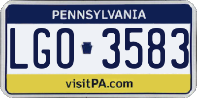 PA license plate LGO3583