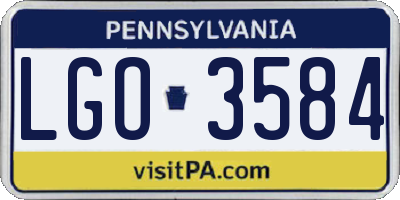 PA license plate LGO3584