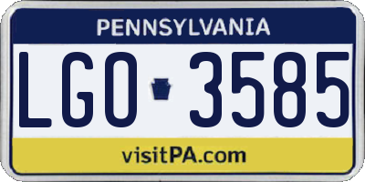 PA license plate LGO3585