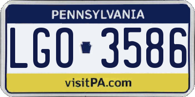 PA license plate LGO3586
