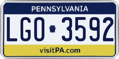 PA license plate LGO3592