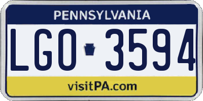 PA license plate LGO3594