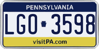 PA license plate LGO3598