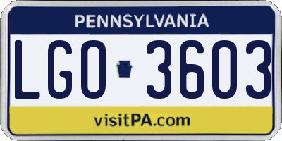 PA license plate LGO3603