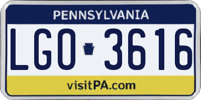 PA license plate LGO3616