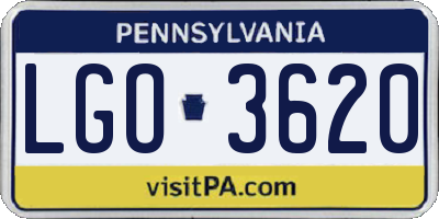 PA license plate LGO3620