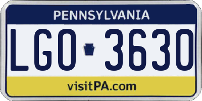 PA license plate LGO3630