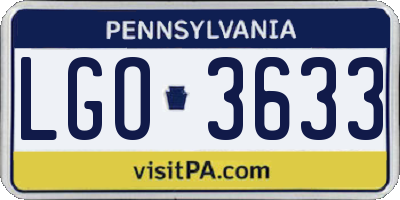 PA license plate LGO3633