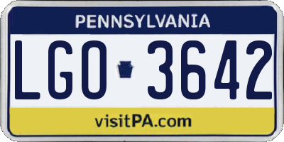 PA license plate LGO3642