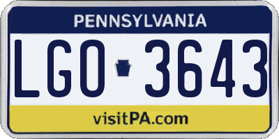PA license plate LGO3643