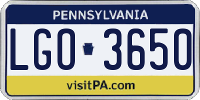 PA license plate LGO3650