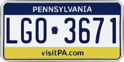 PA license plate LGO3671