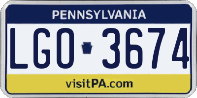 PA license plate LGO3674