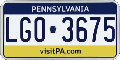 PA license plate LGO3675