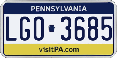 PA license plate LGO3685