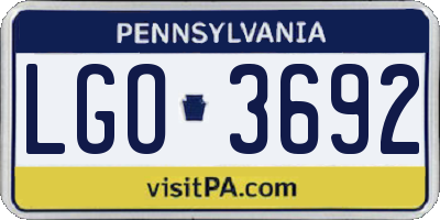 PA license plate LGO3692