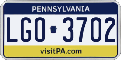 PA license plate LGO3702