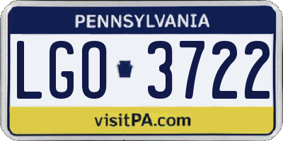 PA license plate LGO3722