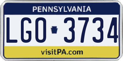 PA license plate LGO3734