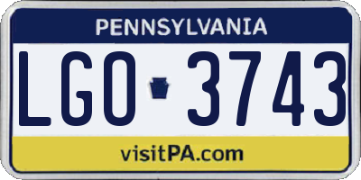 PA license plate LGO3743