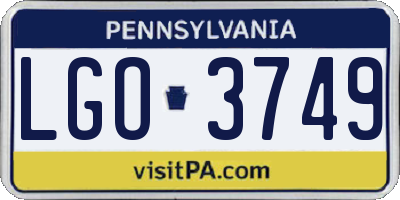 PA license plate LGO3749
