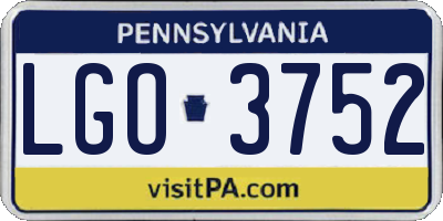 PA license plate LGO3752