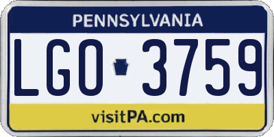 PA license plate LGO3759