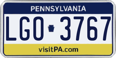 PA license plate LGO3767