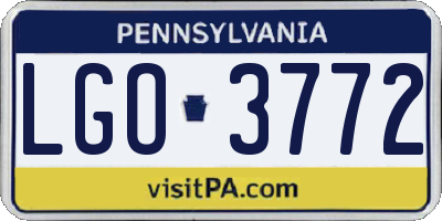 PA license plate LGO3772