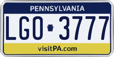 PA license plate LGO3777