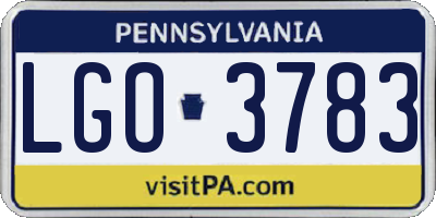 PA license plate LGO3783