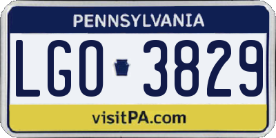 PA license plate LGO3829