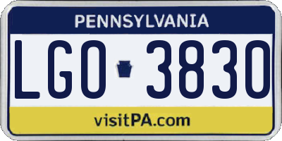 PA license plate LGO3830