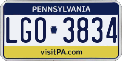 PA license plate LGO3834