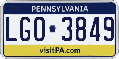 PA license plate LGO3849