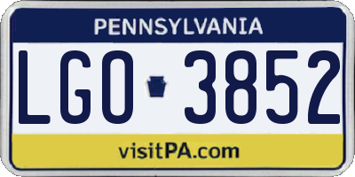 PA license plate LGO3852