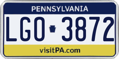 PA license plate LGO3872
