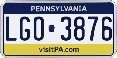 PA license plate LGO3876