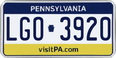 PA license plate LGO3920