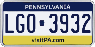 PA license plate LGO3932