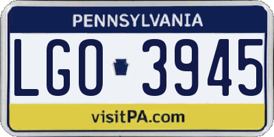 PA license plate LGO3945
